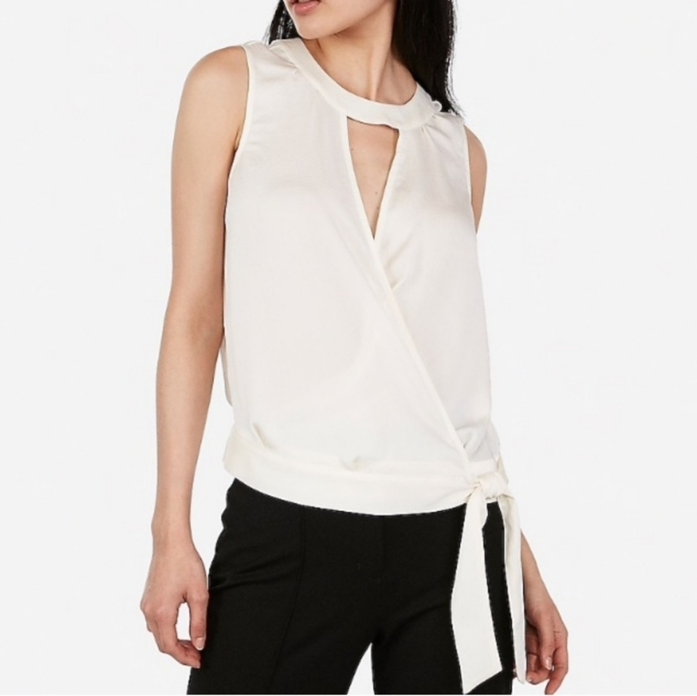 EXPRESS Surplice Cut-out Side Tie Top